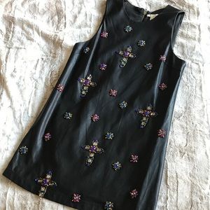 Black Faux Leather Shift Dress